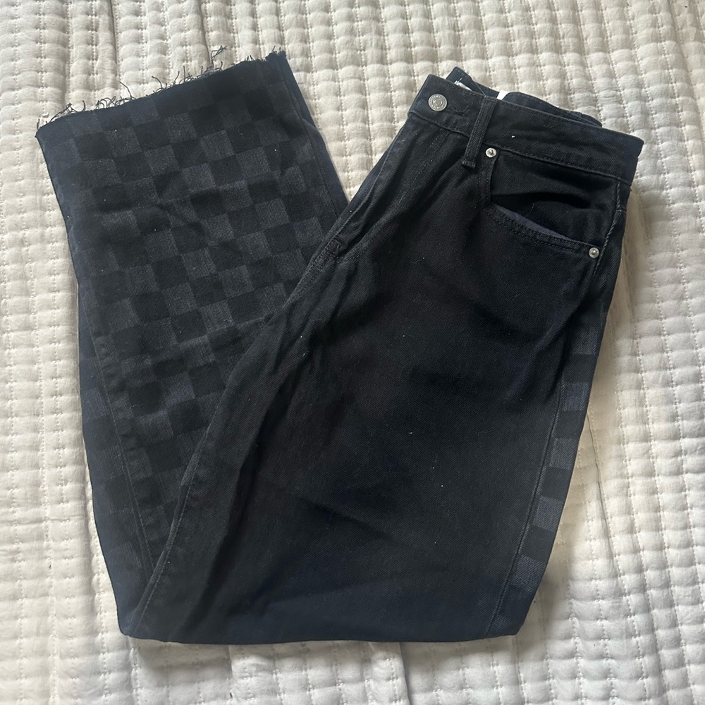 F21 Black and grey checkered 90s fit pants